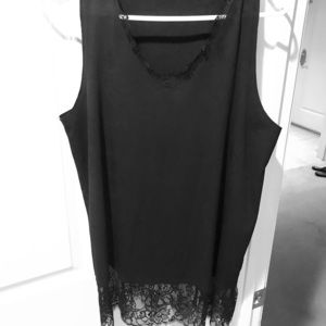 Black “velvet/Suede” feeling tanktop with lace